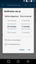 IDOS Timetables for Android - notification set up