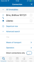 IDOS Timetables for iOs - form Connection